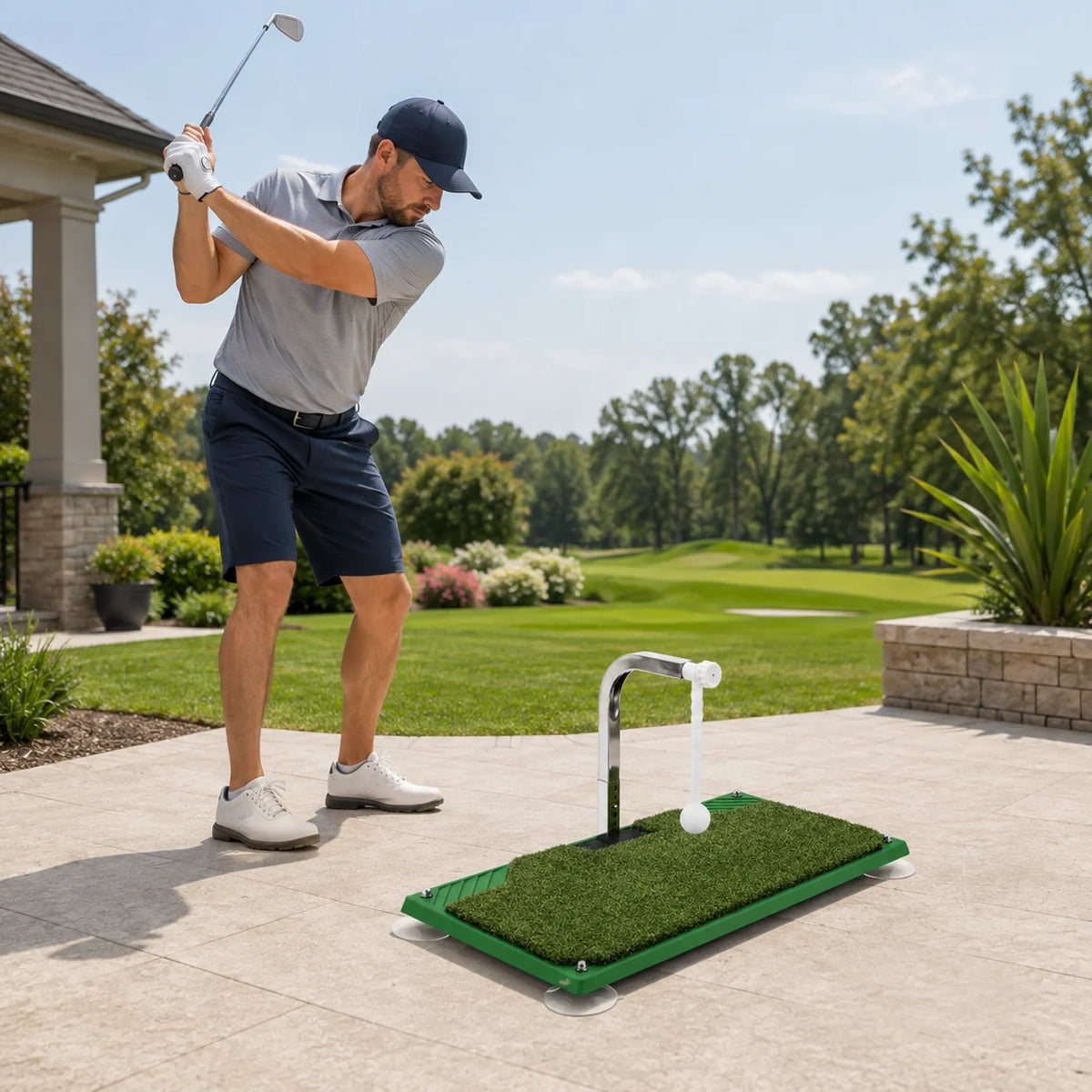 Golf Swing Trainer | Adjustable Height & Tethered Ball Feedback
