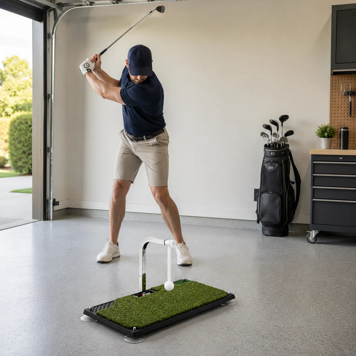 Golf Swing Trainer | Adjustable Height & Tethered Ball Feedback