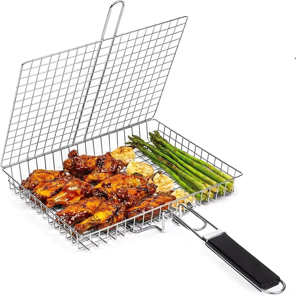 Grill Basket | Foldable Stainless Steel & Dishwasher-Safe