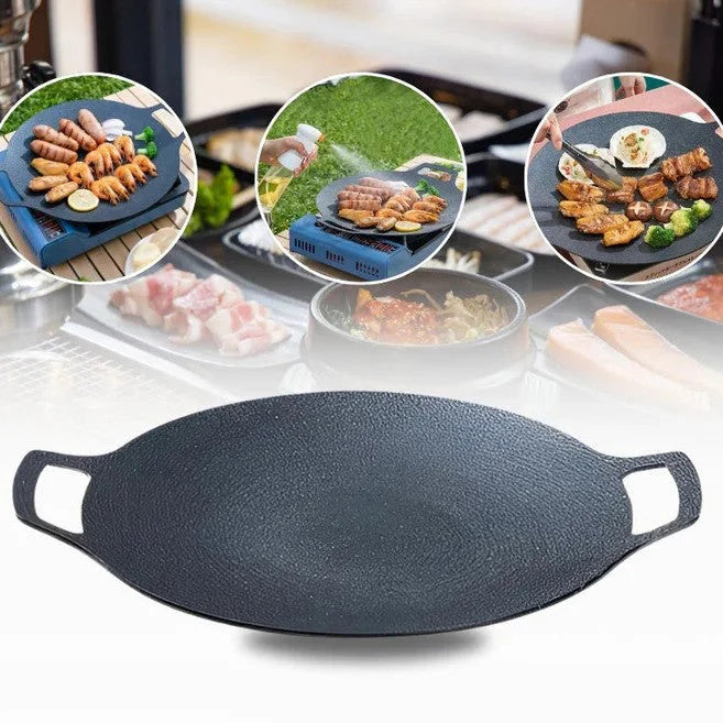 Grill Pan | Cast Iron Stone Non-Stick & Removable Legs