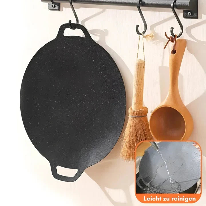 Grill Pan | Cast Iron Stone Non-Stick & Removable Legs