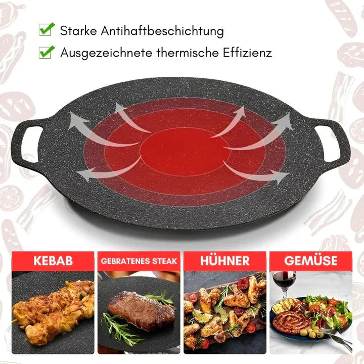 Grill Pan | Cast Iron Stone Non-Stick & Removable Legs