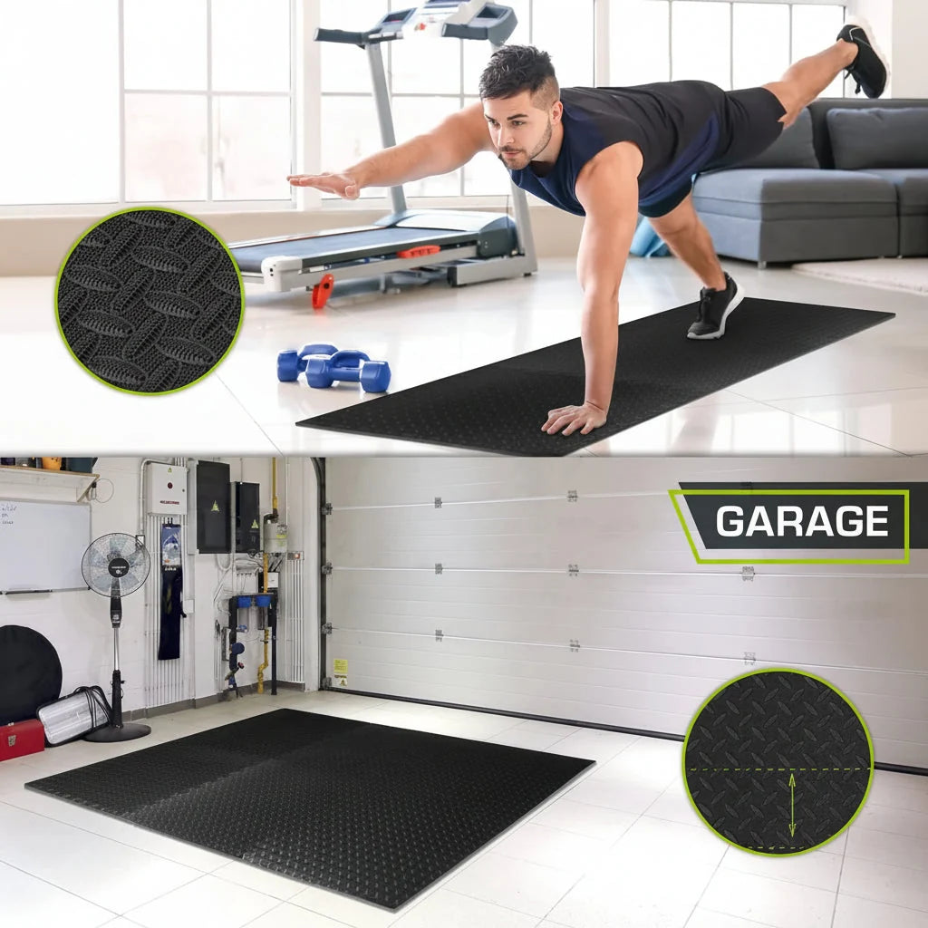 Gym Floor Mats | Interlocking High-Density EVA Foam & Water-Resistant | 24 Sq Ft Set