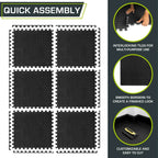 Gym Floor Mats | Interlocking High-Density EVA Foam & Water-Resistant | 24 Sq Ft Set