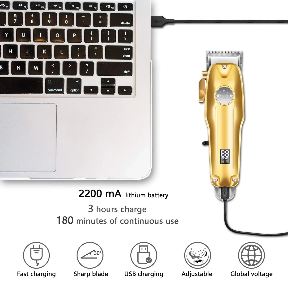 Hair Clipper | Cordless & Rechargeable, Precision Ceramic Blades