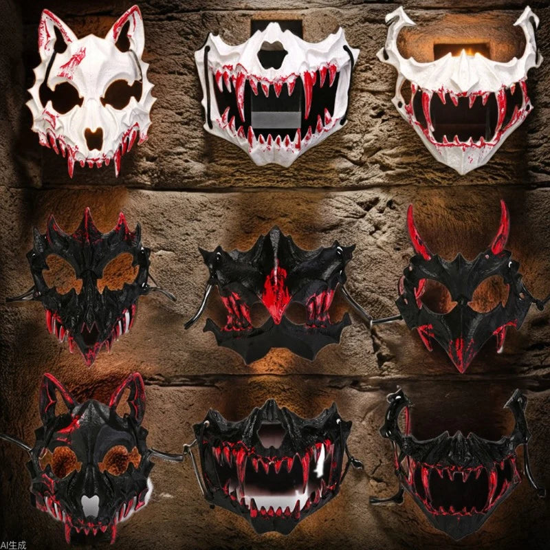 Half Face Mask | Sculpted Fang Details & Breathable Fit