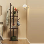 Hall Tree Stand | Solid Pine & Rotating Swivel | Compact Footprint