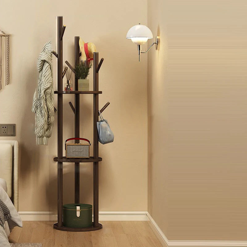 Hall Tree Stand | Solid Pine & Rotating Swivel | Compact Footprint