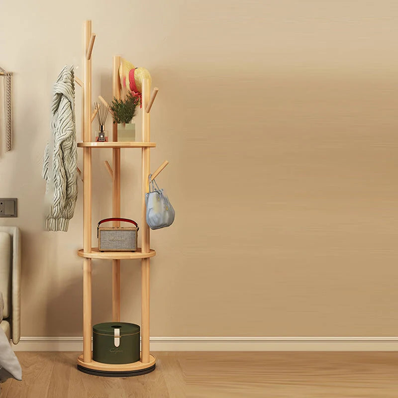 Hall Tree Stand | Solid Pine & Rotating Swivel | Compact Footprint