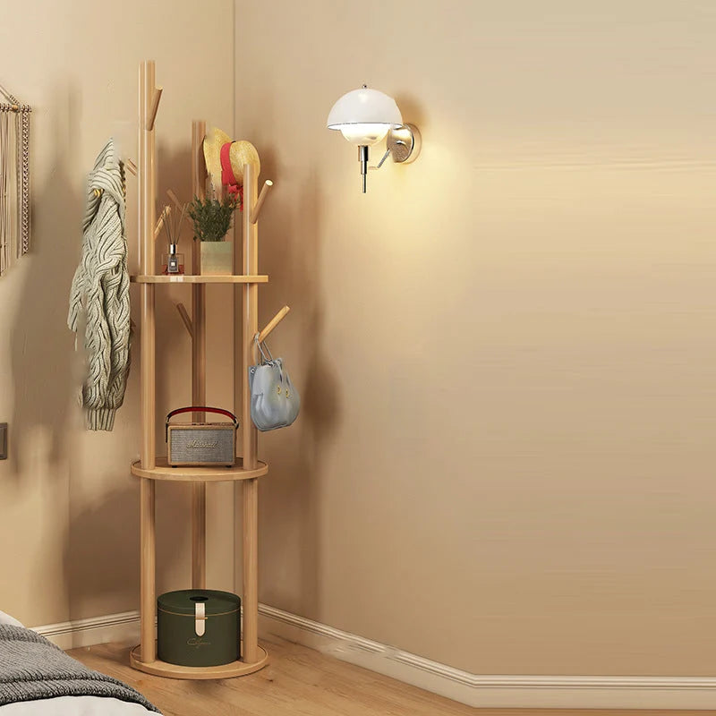 Hall Tree Stand | Solid Pine & Rotating Swivel | Compact Footprint