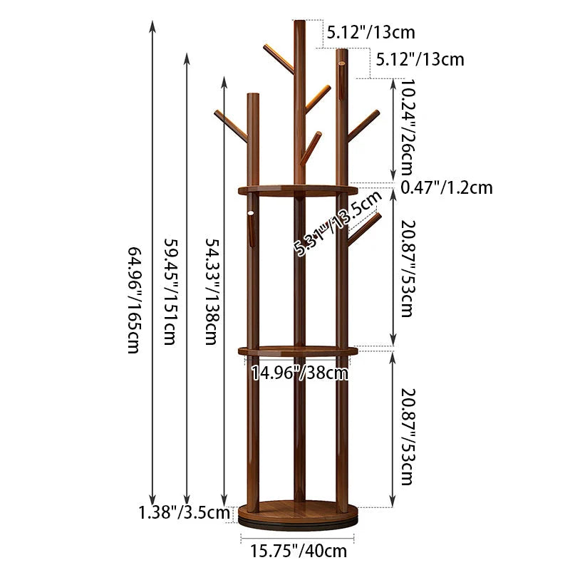 Hall Tree Stand | Solid Pine & Rotating Swivel | Compact Footprint