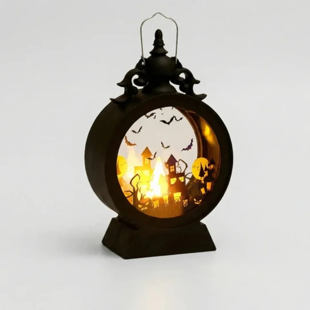 Halloween Lantern | Gothic Silhouette & Battery-Powered LED