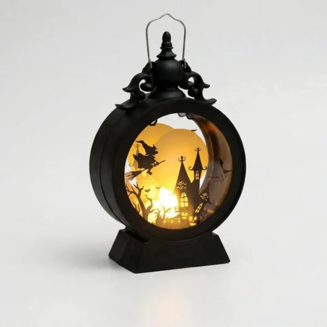 Halloween Lantern | Gothic Silhouette & Battery-Powered LED