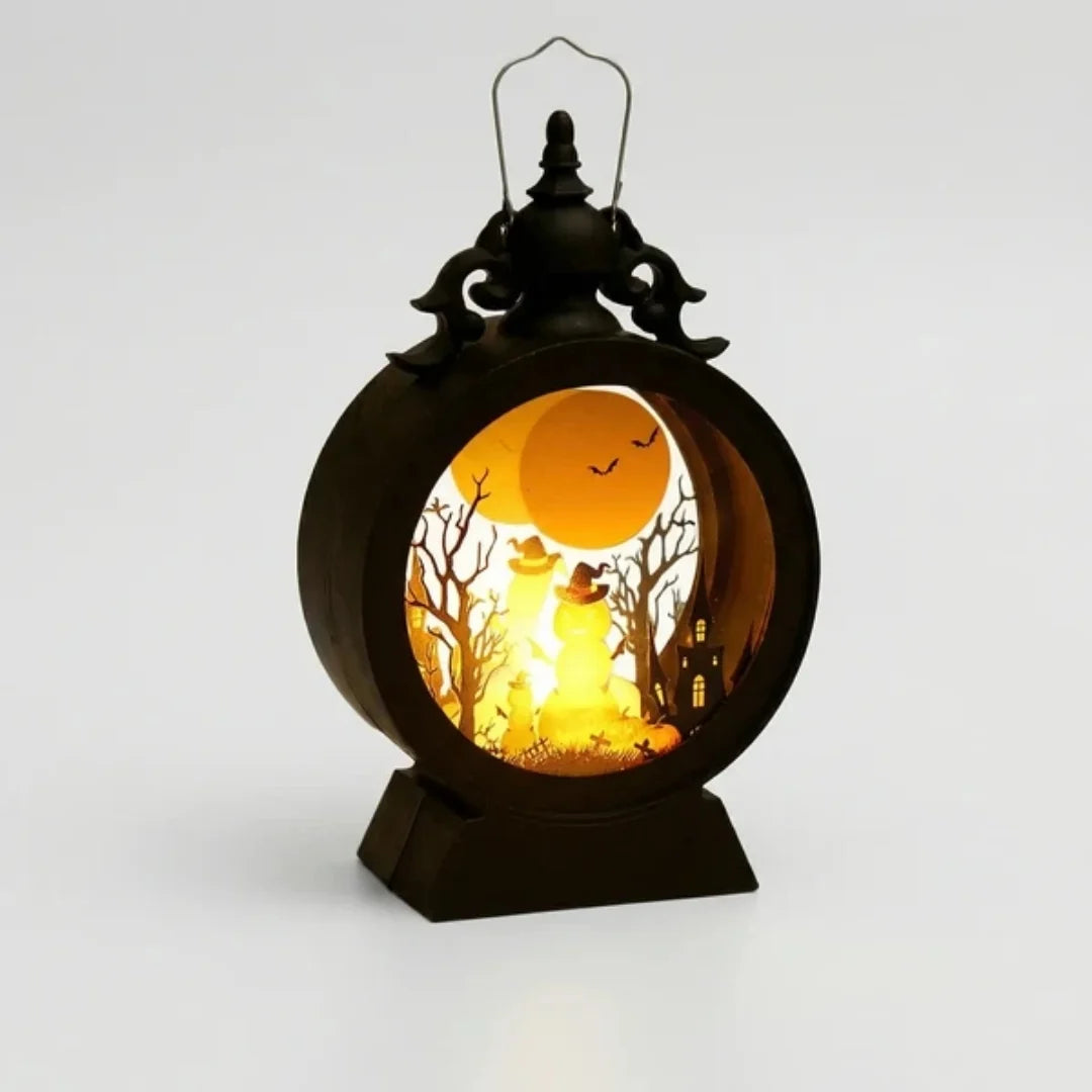 Halloween Lantern | Gothic Silhouette & Battery-Powered LED