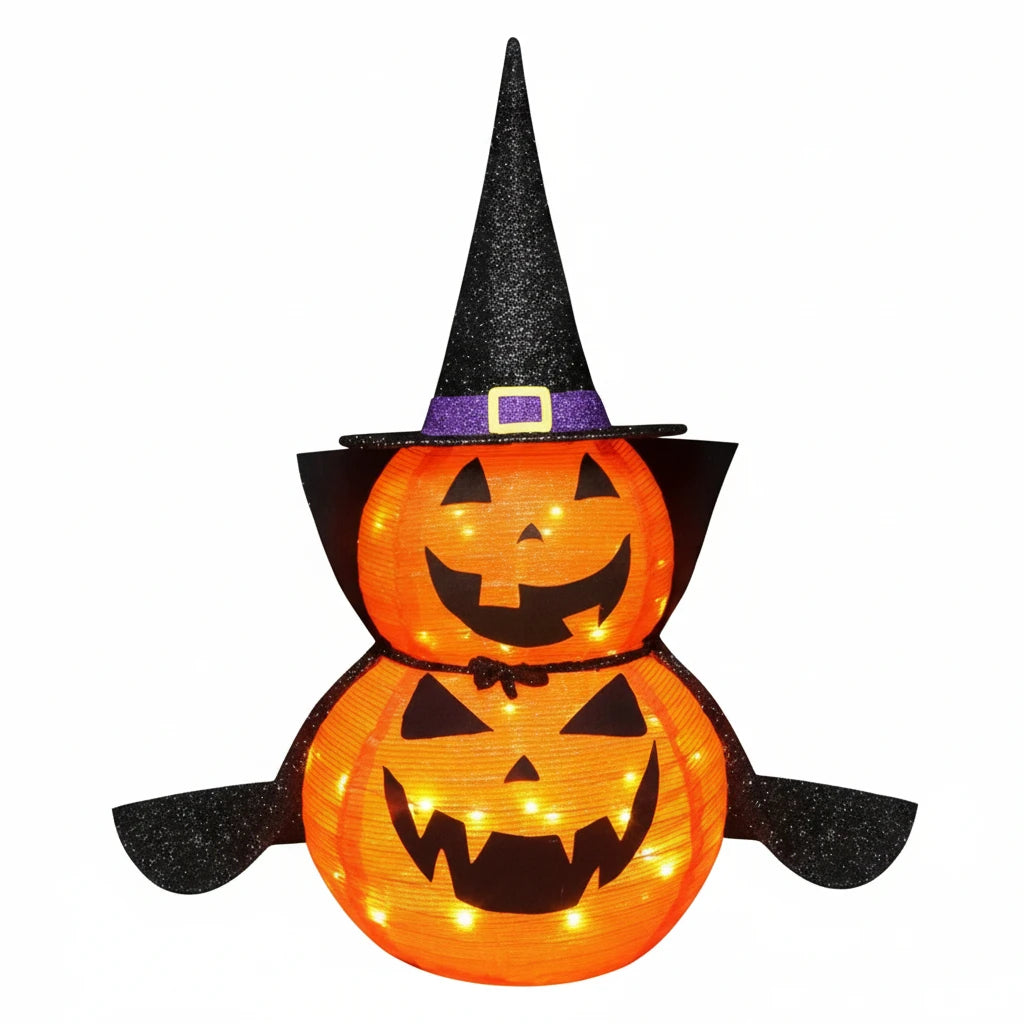 Halloween Pumpkin | Pre-Lit Warm White LEDs & Collapsible | Set of 2