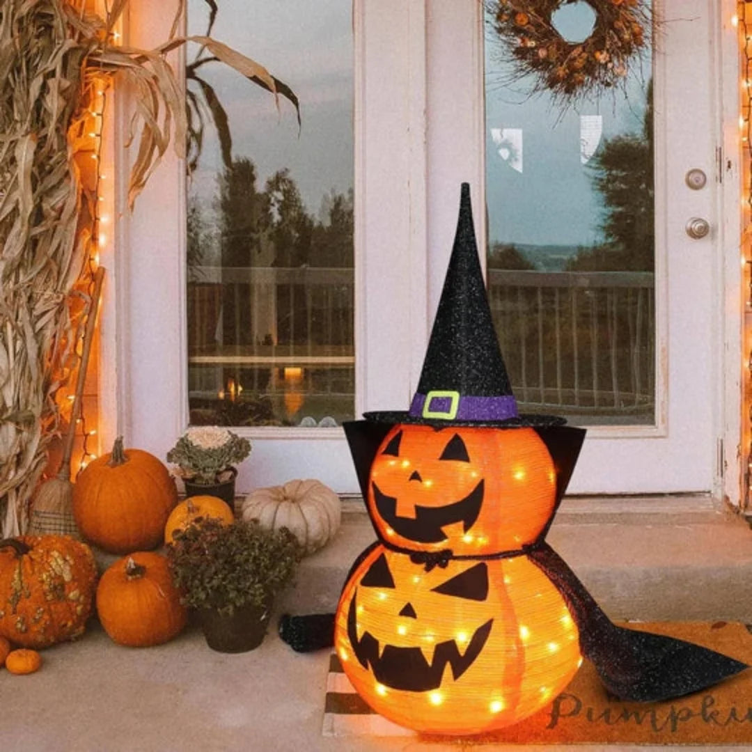 Halloween Pumpkin | Pre-Lit Warm White LEDs & Collapsible | Set of 2