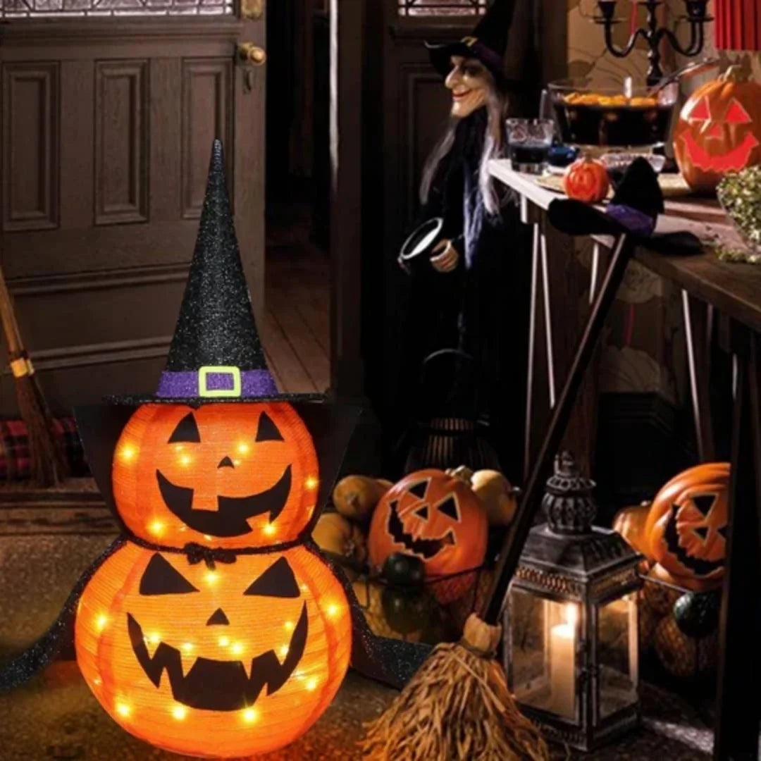 Halloween Pumpkin | Pre-Lit Warm White LEDs & Collapsible | Set of 2