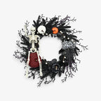 Halloween Wreath | Skeleton & Pumpkin | Lightweight Plastic