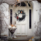 Halloween Wreath | Skeleton & Pumpkin | Lightweight Plastic