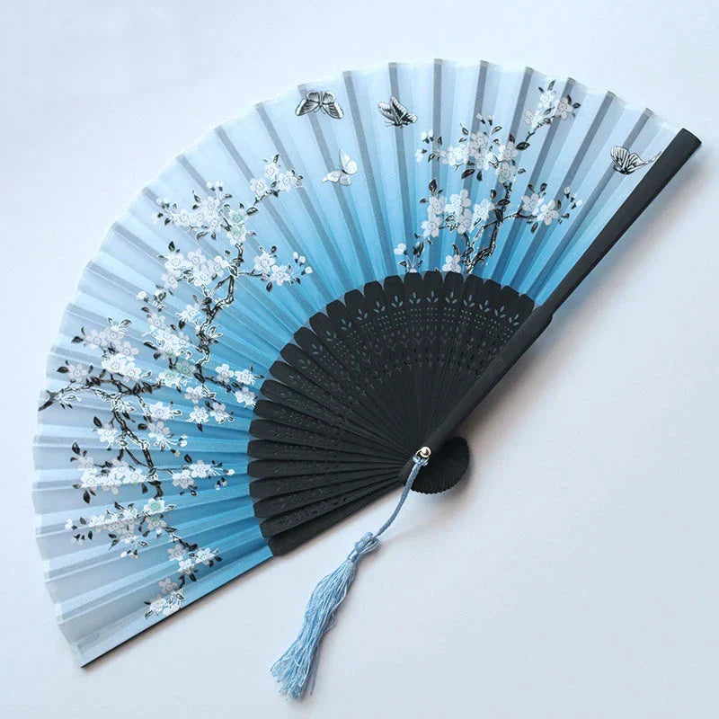 Hand Fan | Traditional Floral Design & Bamboo Ribs | 21 cm