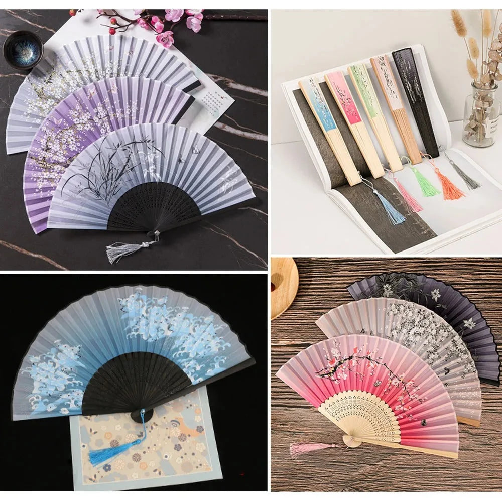 Hand Fan | Traditional Floral Design & Bamboo Ribs | 21 cm