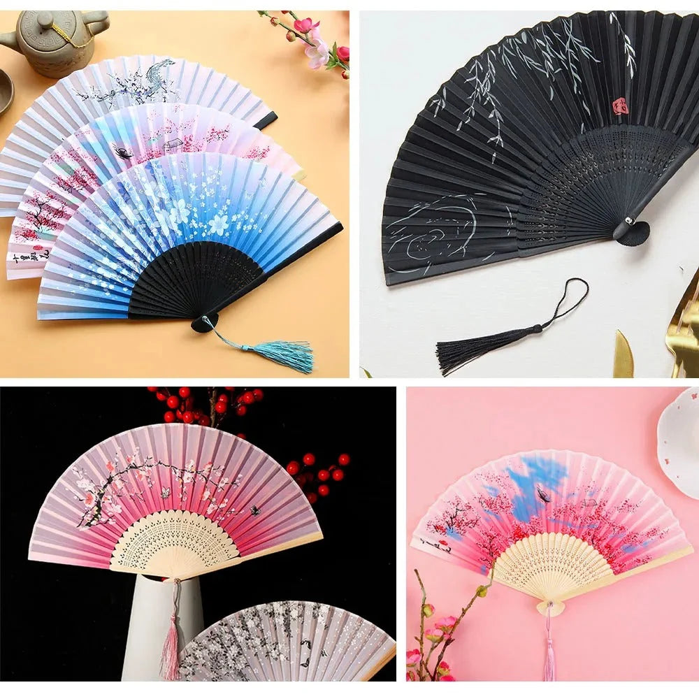 Hand Fan | Traditional Floral Design & Bamboo Ribs | 21 cm