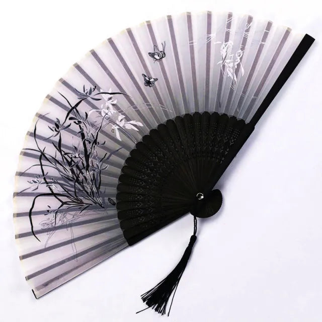 Hand Fan | Traditional Floral Design & Bamboo Ribs | 21 cm