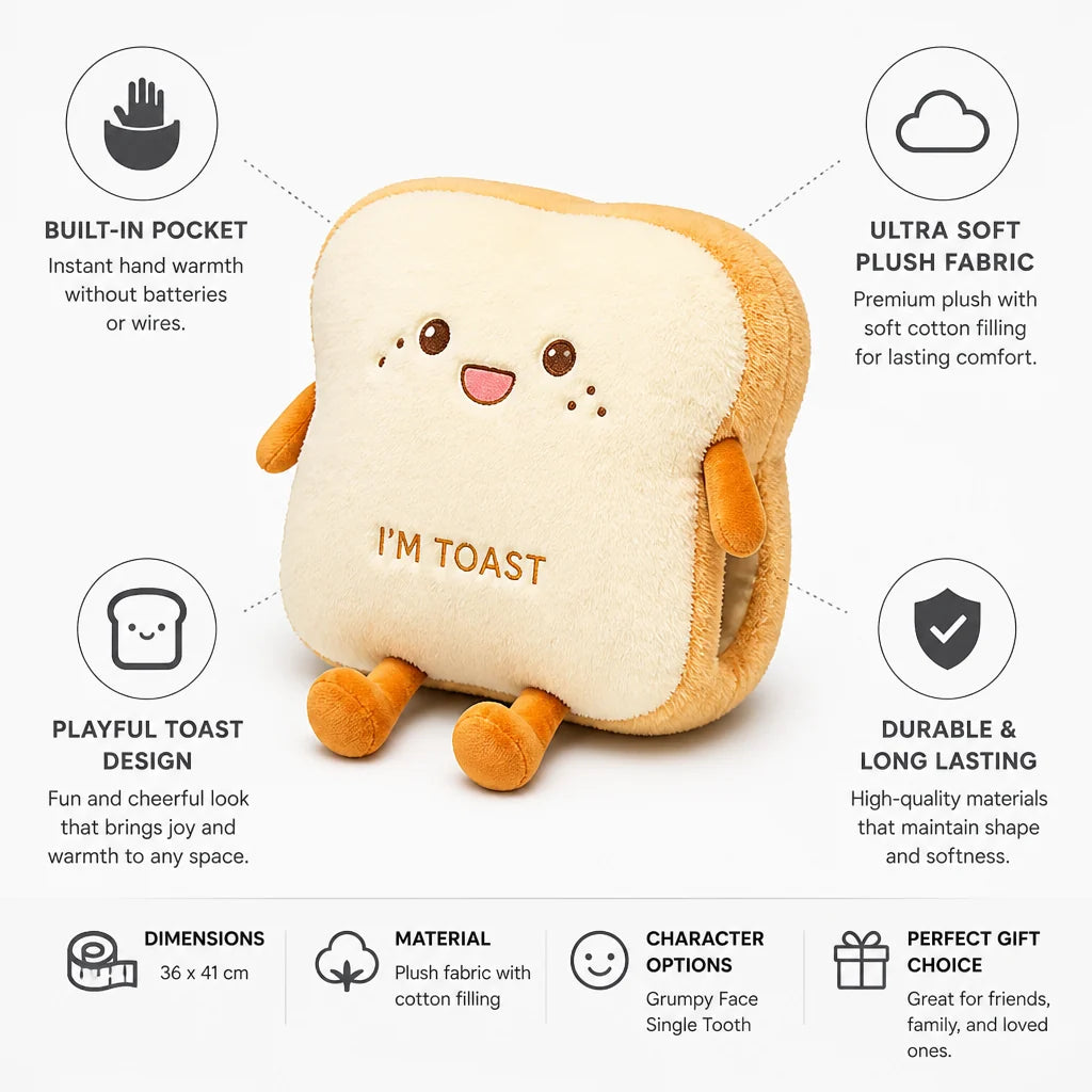Hand Warmer Pillow | Built-In Pocket & Ultra-Soft Plush | 36 x 41 cm