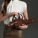 Handbag | 3D Alligator Design & Faux Leather