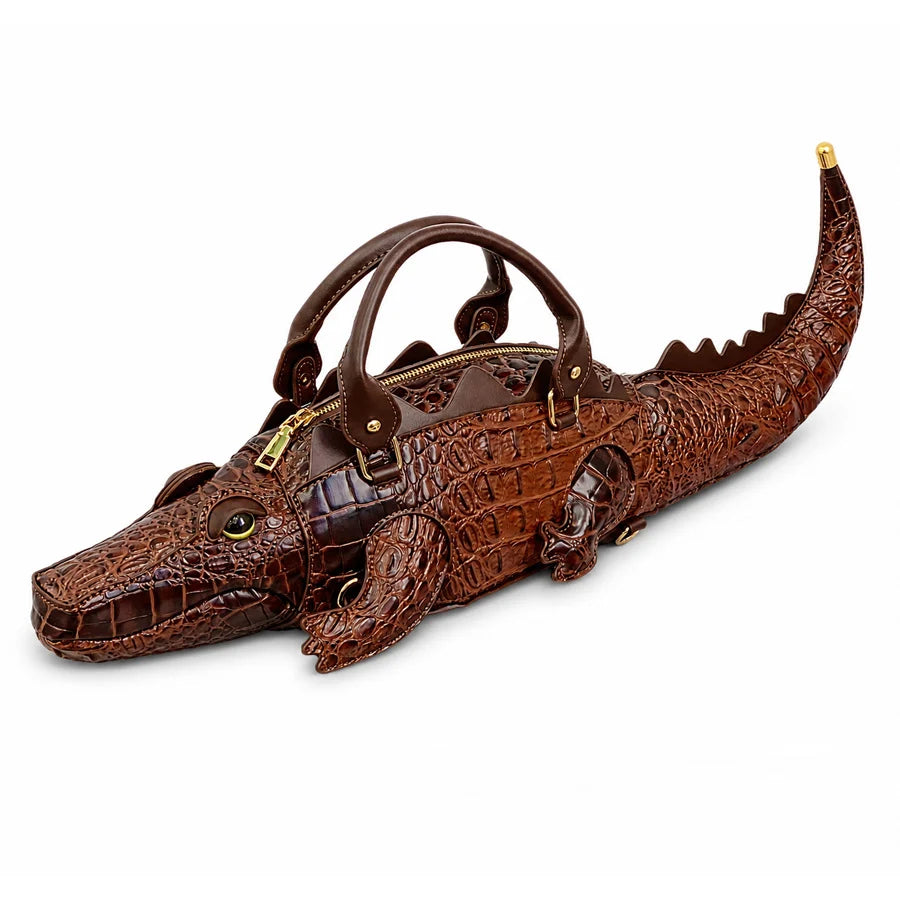 Handbag | 3D Alligator Design & Faux Leather