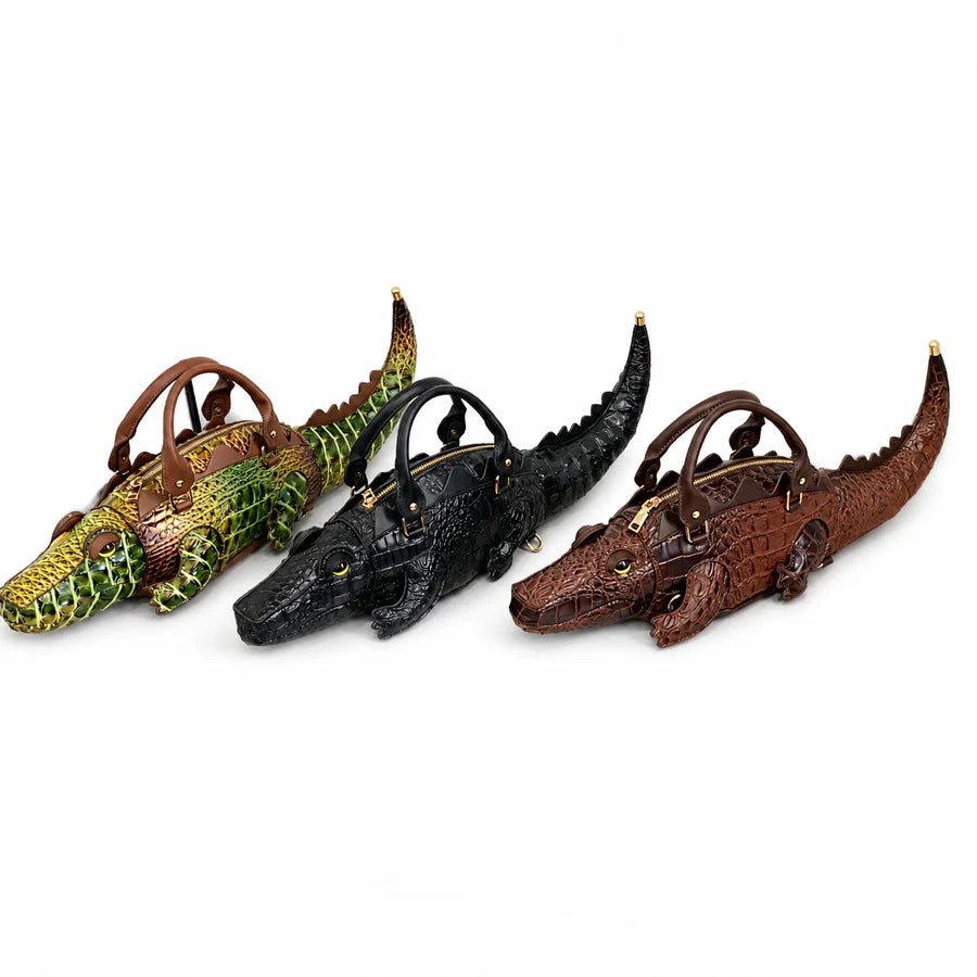 Handbag | 3D Alligator Design & Faux Leather