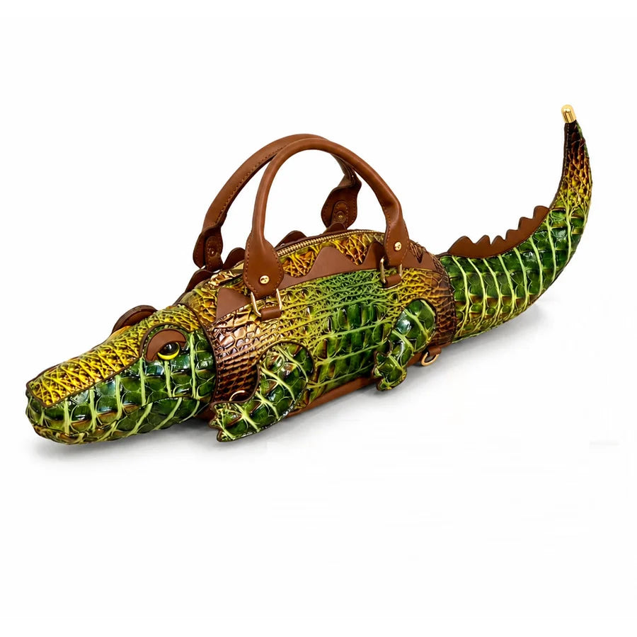 Handbag | 3D Alligator Design & Faux Leather