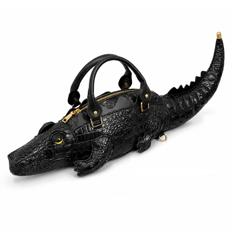 Handbag | 3D Alligator Design & Faux Leather