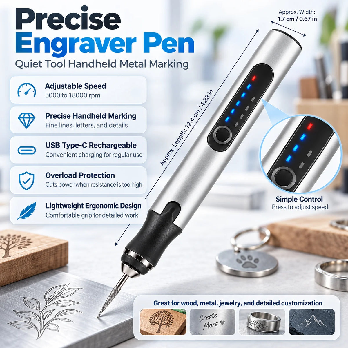 Handheld Engraver Pen | Adjustable Speed & USB-C Rechargeable