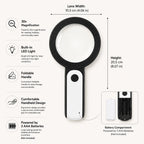 Handheld Magnifying Glass | 30x Magnification & Built-In LED | Foldable