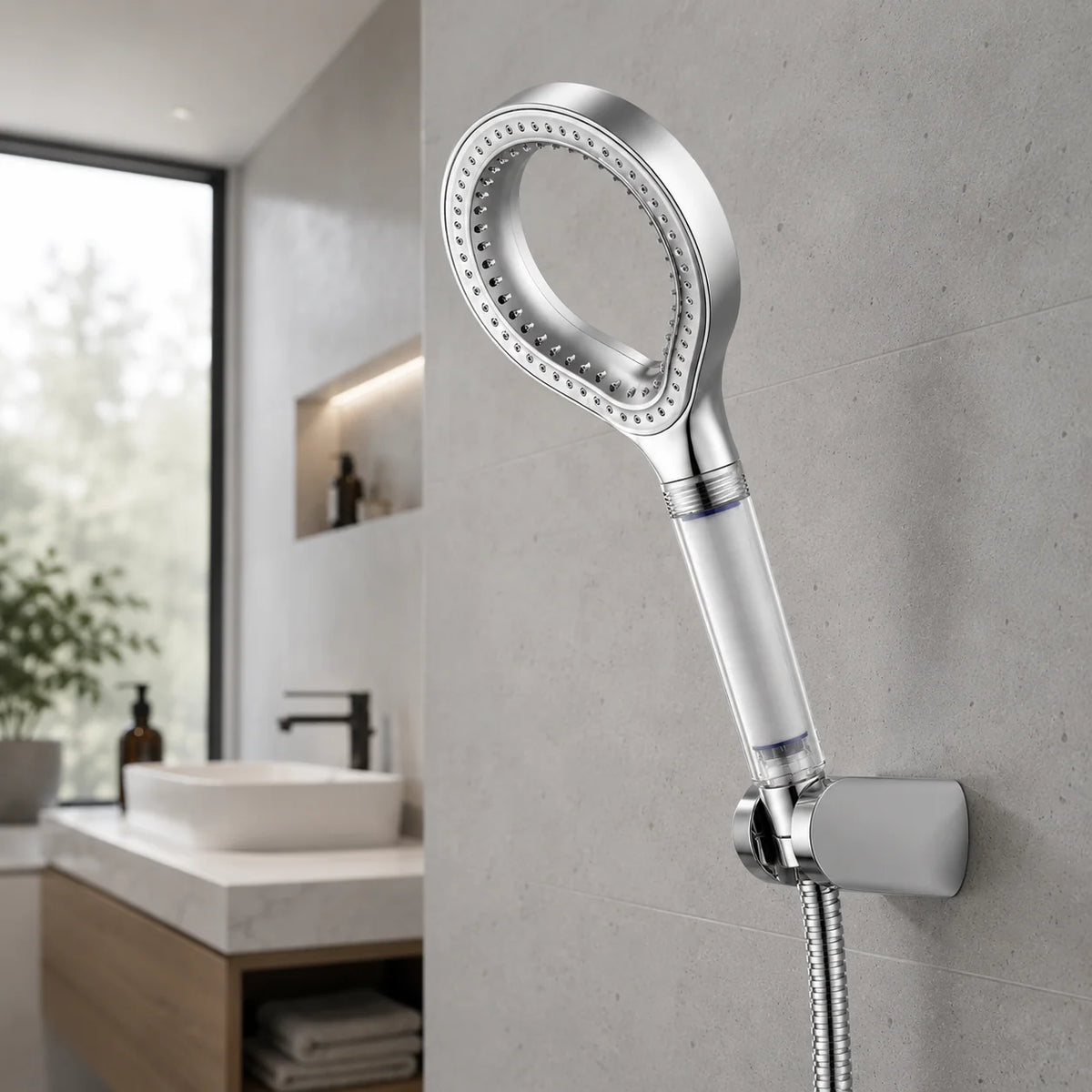 Handheld Shower Head | High-Pressure Filtered Spray | Ring Design