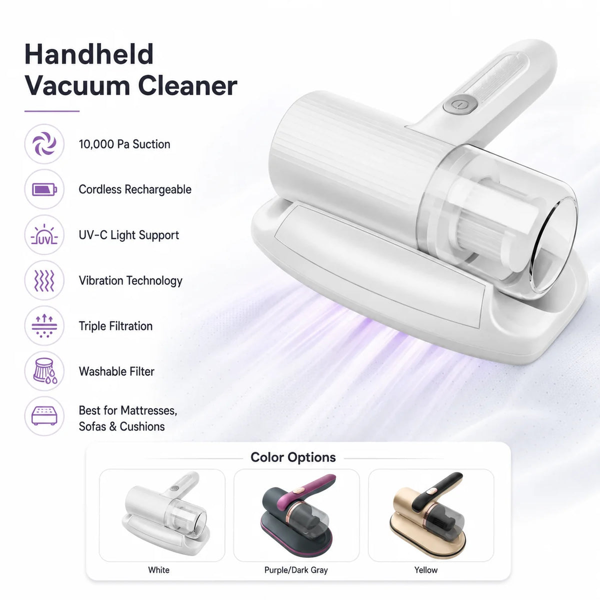 Handheld Vacuum Cleaner | Cordless High-Suction & UV-C