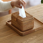 Handwoven Rattan Tissue Box