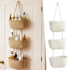 Hanging Basket Organizer | 3-Compartment Space-Saving | Door Hook Included
