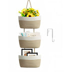 Hanging Basket Organizer | 3-Compartment Space-Saving | Door Hook Included