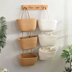 Hanging Basket Organizer | 3-Compartment Space-Saving | Door Hook Included