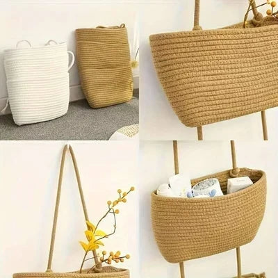 Hanging Basket Organizer | 3-Compartment Space-Saving | Door Hook Included