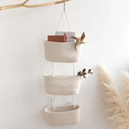 Hanging Basket Organizer | 3-Compartment Space-Saving | Door Hook Included