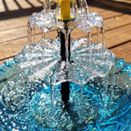 Hanging Bird Bath | Two-Tier Solar Fountain | Glass Bowl