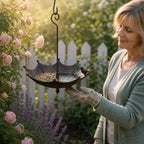 Hanging Bird Feeder & Bath | Rust-Resistant Iron