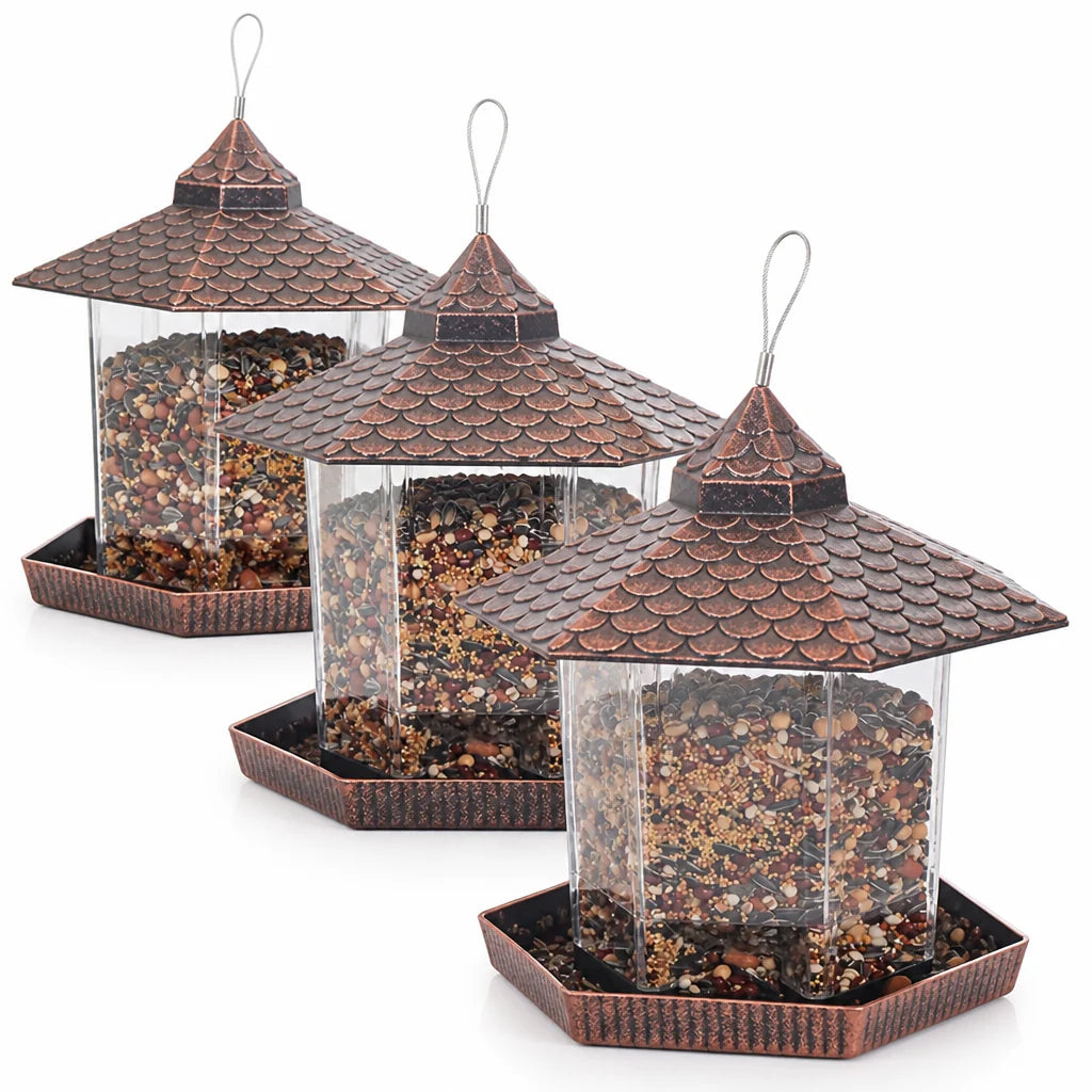 Hanging Bird Feeder | Weatherproof Roof & Transparent Body | 1.18 kg Capacity
