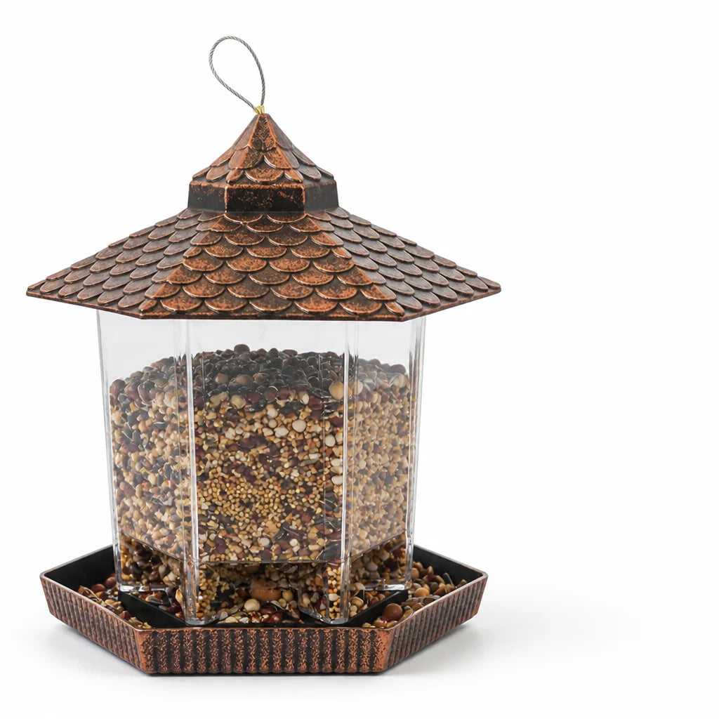 Hanging Bird Feeder | Weatherproof Roof & Transparent Body | 1.18 kg Capacity