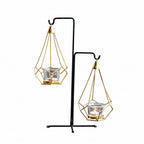 Hanging Candle Holder | Diamond-Faceted Metal