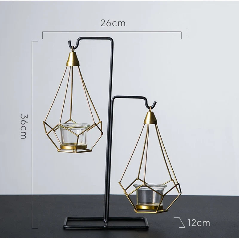 Hanging Candle Holder | Diamond-Faceted Metal