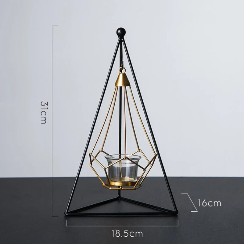 Hanging Candle Holder | Diamond-Faceted Metal